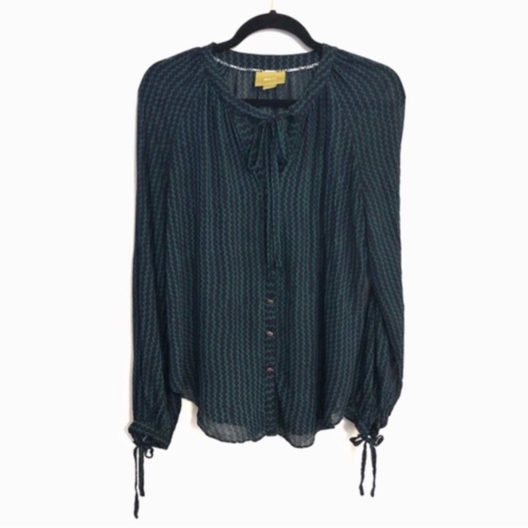 Anthropologie Maeve Tie Front Blouse - Picture 1 of 7